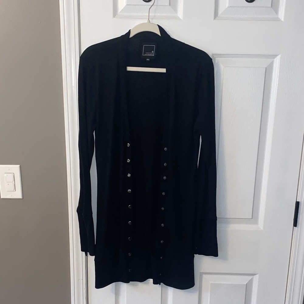 Xxxl Women's Black Cardigan Snap, comfy, stretchy, thumb holes, lily & lottie